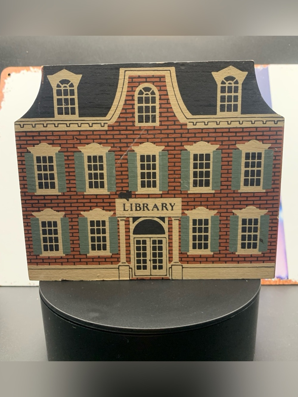 Vintage Cat's Meow Wood Main Street Series Franklin Library